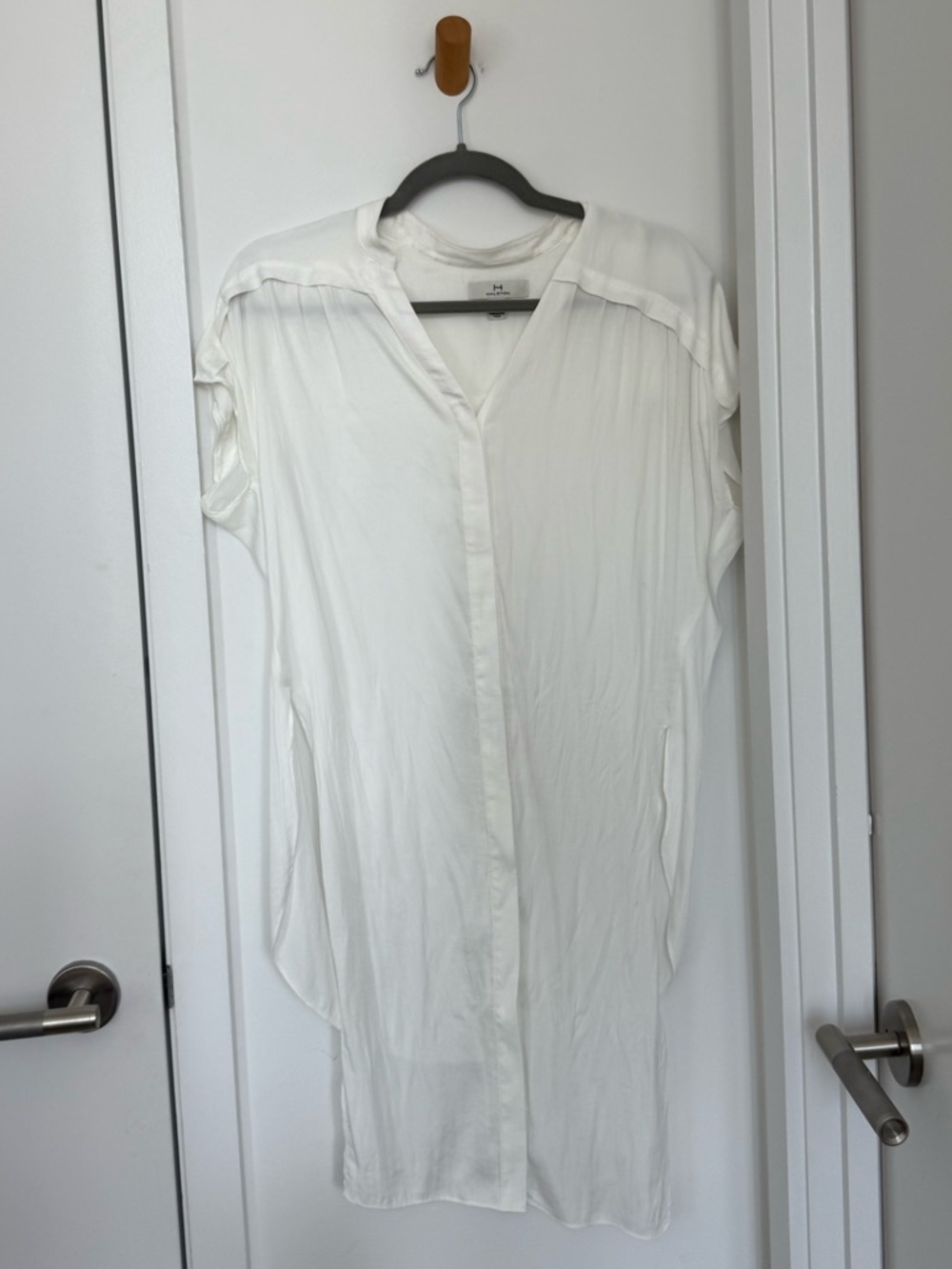 White Long Button-Front Shirt